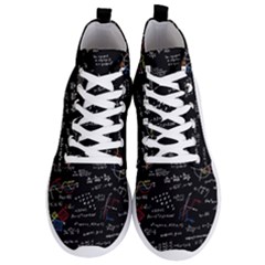 Black Background Text Overlay  Mathematics Formula Men s Lightweight High Top Sneakers by danenraven