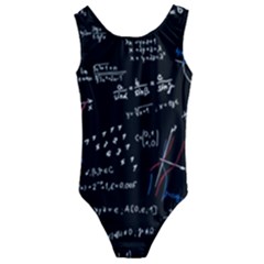 Black Background Text Overlay  Mathematics Formula Kids  Cut-out Back One Piece Swimsuit by danenraven