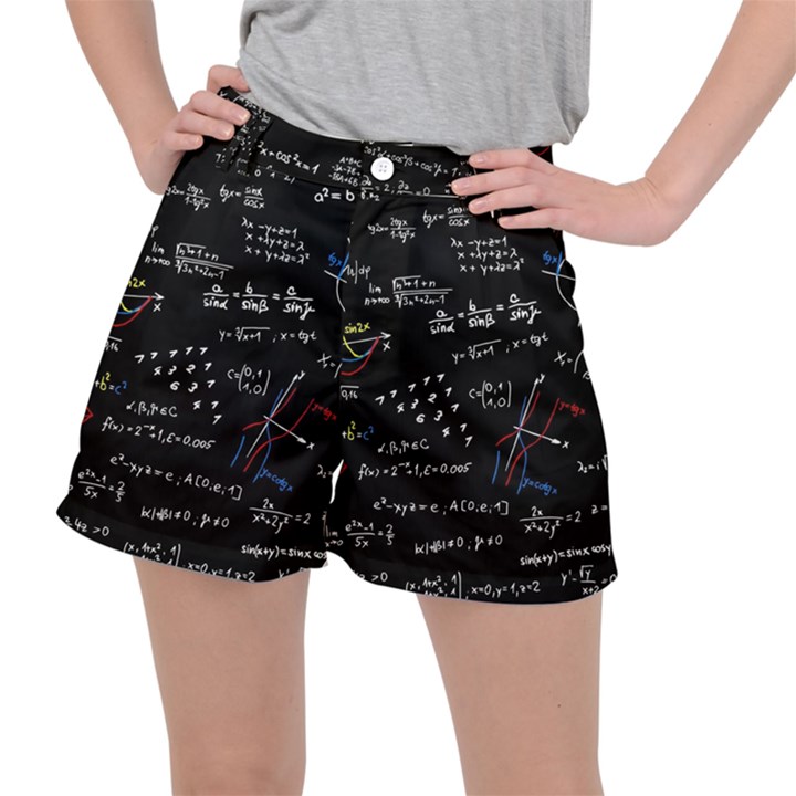 Black Background Text Overlay  Mathematics Formula Ripstop Shorts