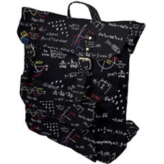 Black Background Text Overlay  Mathematics Formula Buckle Up Backpack by danenraven