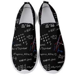 Black Background Text Overlay  Mathematics Formula Men s Slip On Sneakers by danenraven