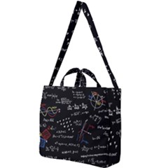 Black Background Text Overlay  Mathematics Formula Square Shoulder Tote Bag by danenraven