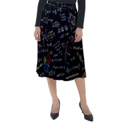 Black Background Text Overlay  Mathematics Formula Classic Velour Midi Skirt  by danenraven