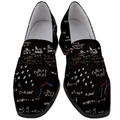 Black Background Text Overlay  Mathematics Formula Women s Chunky Heel Loafers by danenraven