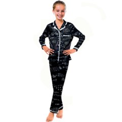 Black Background Text Overlay  Mathematics Formula Kid s Satin Long Sleeve Pajamas Set by danenraven