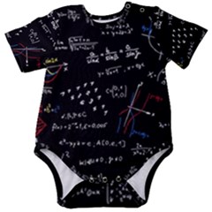 Black Background Text Overlay  Mathematics Formula Baby Short Sleeve Onesie Bodysuit by danenraven