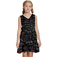 Black Background Text Overlay  Mathematics Formula Kids  Sleeveless Tiered Mini Dress by danenraven