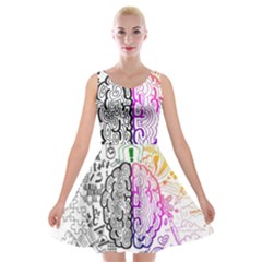 Anatomy Brain Head Medical Psychedelic  Skull Velvet Skater Dress by danenraven