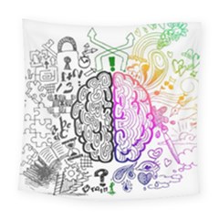 Anatomy Brain Head Medical Psychedelic  Skull Square Tapestry (large) by danenraven