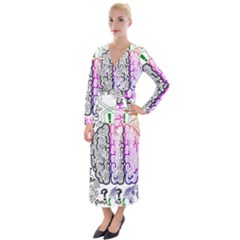 Anatomy Brain Head Medical Psychedelic  Skull Velvet Maxi Wrap Dress by danenraven