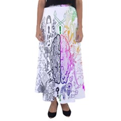 Anatomy Brain Head Medical Psychedelic  Skull Flared Maxi Skirt by danenraven