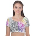 Anatomy Brain Head Medical Psychedelic  Skull Velvet Short Sleeve Crop Top  View1