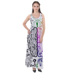 Anatomy Brain Head Medical Psychedelic  Skull Sleeveless Velour Maxi Dress by danenraven