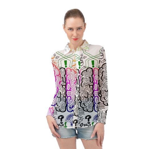 Anatomy Brain Head Medical Psychedelic  Skull Long Sleeve Chiffon Shirt by danenraven