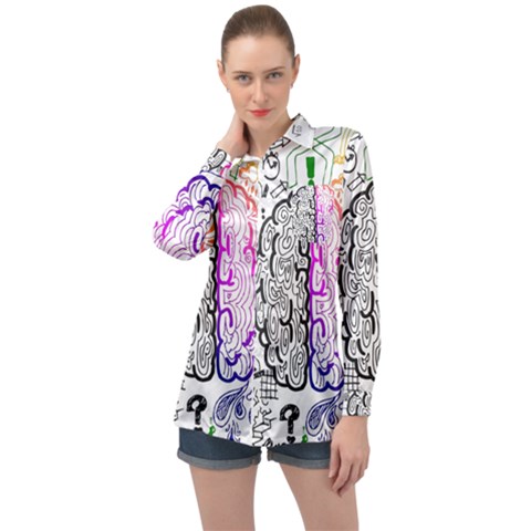 Anatomy Brain Head Medical Psychedelic  Skull Long Sleeve Satin Shirt by danenraven