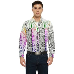 Anatomy Brain Head Medical Psychedelic  Skull Men s Long Sleeve Pocket Shirt  by danenraven