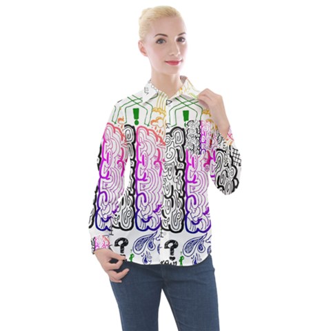 Anatomy Brain Head Medical Psychedelic  Skull Women s Long Sleeve Pocket Shirt by danenraven