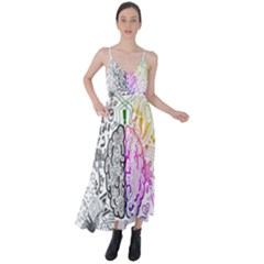 Anatomy Brain Head Medical Psychedelic  Skull Tie Back Maxi Dress by danenraven