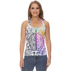 Anatomy Brain Head Medical Psychedelic  Skull Basic Halter Top by danenraven