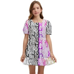 Anatomy Brain Head Medical Psychedelic  Skull Kids  Short Sleeve Dolly Dress by danenraven