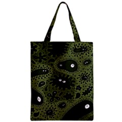 Green Bacteria Digital Wallpaper Eyes Look Biology Pattern Zipper Classic Tote Bag by danenraven