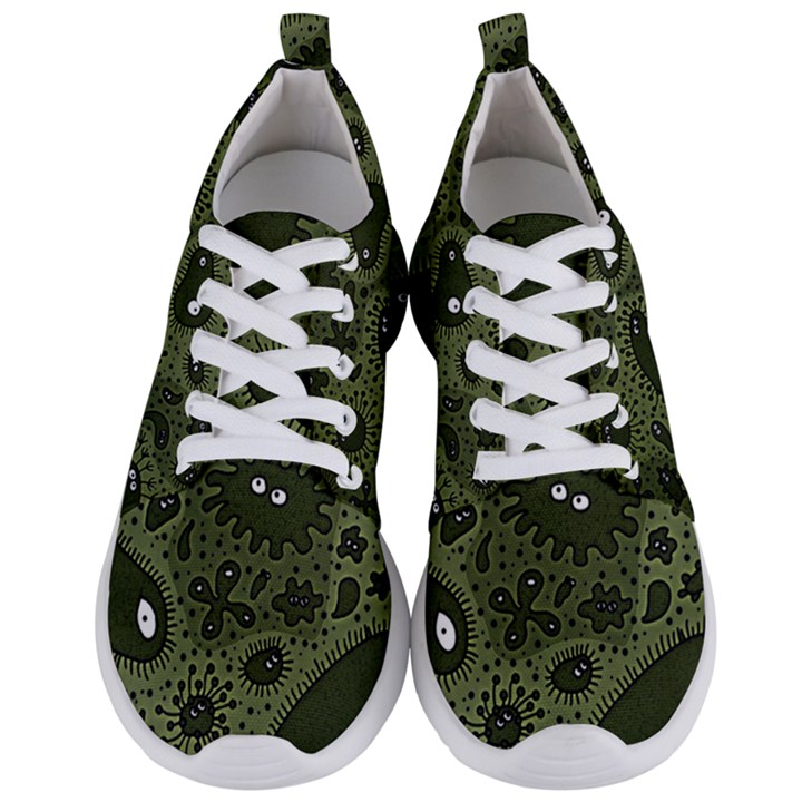 Green Bacteria Digital Wallpaper Eyes Look Biology Pattern Men s Lightweight Sports Shoes