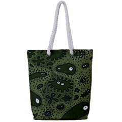 Green Bacteria Digital Wallpaper Eyes Look Biology Pattern Full Print Rope Handle Tote (small) by danenraven