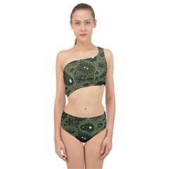 Green Bacteria Digital Wallpaper Eyes Look Biology Pattern Spliced Up Two Piece Swimsuit by danenraven