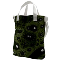 Green Bacteria Digital Wallpaper Eyes Look Biology Pattern Canvas Messenger Bag by danenraven