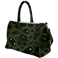 Green Bacteria Digital Wallpaper Eyes Look Biology Pattern Duffel Travel Bag by danenraven