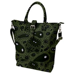 Green Bacteria Digital Wallpaper Eyes Look Biology Pattern Buckle Top Tote Bag by danenraven