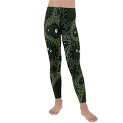 Green Bacteria Digital Wallpaper Eyes Look Biology Pattern Kids  Lightweight Velour Leggings by danenraven