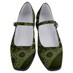 Green Bacteria Digital Wallpaper Eyes Look Biology Pattern Women s Mary Jane Shoes by danenraven