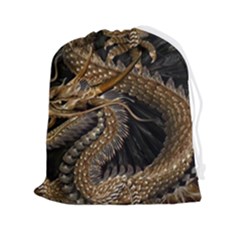 Gold And Silver Dragon Illustration Chinese Dragon Animal Drawstring Pouch (2xl) by danenraven