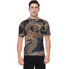 Gold And Silver Dragon Illustration Chinese Dragon Animal Men s Short Sleeve Rash Guard by danenraven