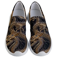 Gold And Silver Dragon Illustration Chinese Dragon Animal Women s Lightweight Slip Ons