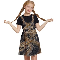 Gold And Silver Dragon Illustration Chinese Dragon Animal Kids  Apron Dress by danenraven