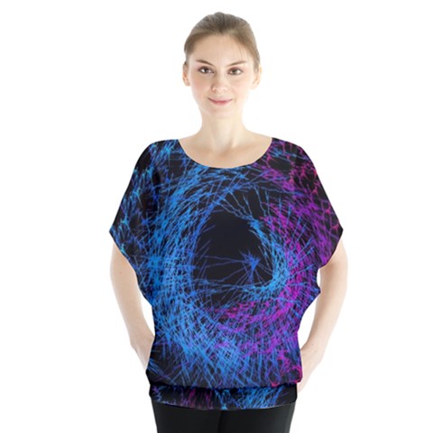 Symmetry Awesome 3d Digital Art Graphic Pattern Vortex Batwing Chiffon Blouse by danenraven