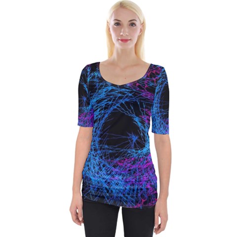 Symmetry Awesome 3d Digital Art Graphic Pattern Vortex Wide Neckline Tee by danenraven