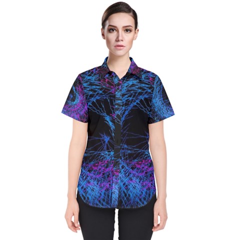 Symmetry Awesome 3d Digital Art Graphic Pattern Vortex Women s Short Sleeve Shirt by danenraven