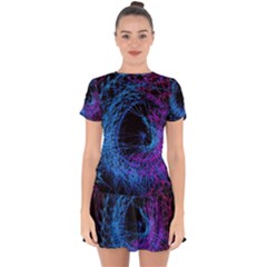 Symmetry Awesome 3d Digital Art Graphic Pattern Vortex Drop Hem Mini Chiffon Dress by danenraven