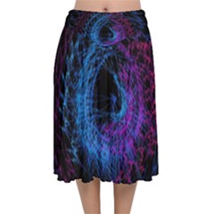 Symmetry Awesome 3d Digital Art Graphic Pattern Vortex Velvet Flared Midi Skirt by danenraven