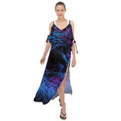 Symmetry Awesome 3d Digital Art Graphic Pattern Vortex Maxi Chiffon Cover Up Dress by danenraven