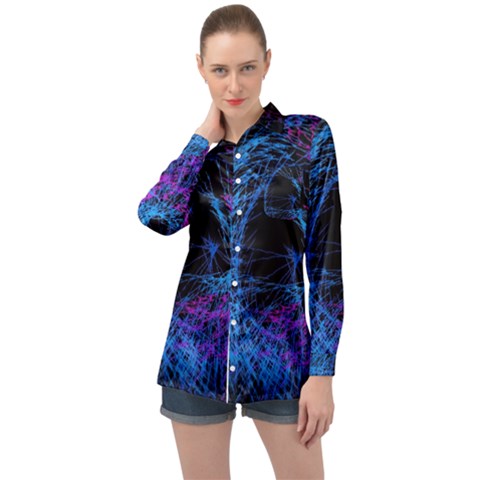 Symmetry Awesome 3d Digital Art Graphic Pattern Vortex Long Sleeve Satin Shirt by danenraven