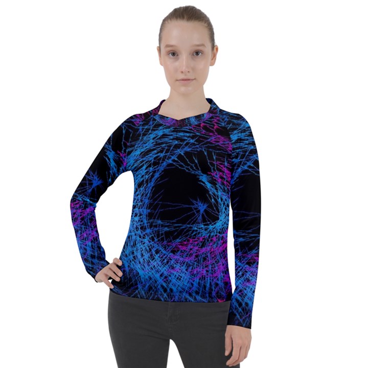 Symmetry Awesome 3d Digital Art Graphic Pattern Vortex Women s Pique Long Sleeve Tee