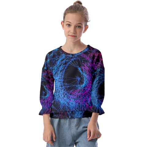 Symmetry Awesome 3d Digital Art Graphic Pattern Vortex Kids  Cuff Sleeve Top by danenraven