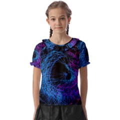 Symmetry Awesome 3d Digital Art Graphic Pattern Vortex Kids  Frill Chiffon Blouse by danenraven