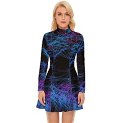 Symmetry Awesome 3d Digital Art Graphic Pattern Vortex Long Sleeve Velour Longline Dress by danenraven