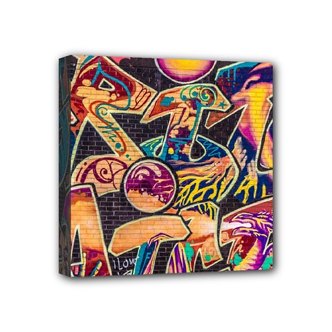 Doodle Wallpaper Texture Grafiti Multi Colored Art Mini Canvas 4  X 4  (stretched) by danenraven