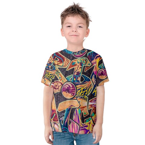 Doodle Wallpaper Texture Grafiti Multi Colored Art Kids  Cotton Tee by danenraven